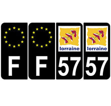 Supstick 4 Stickers Autocollants Plaques Immatriculation Auto Dept 57 Lorraine Noir Angles Arrondis