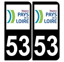 Supstick 2 Stickers Autocollants Plaques Immatriculation Auto Dept 53 Pays de la Loire Noir Angles Arrondis