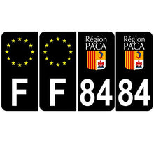Supstick 4 Stickers Autocollants Plaques Immatriculation Auto Dept 84 Paca Noir Angles Arrondis