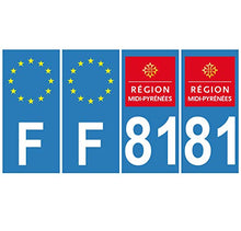 Supstick 4 Stickers Autocollants Plaques Immatriculation Auto Dept 81 Midi Pyrénées Bleu Clair Angles Carrés