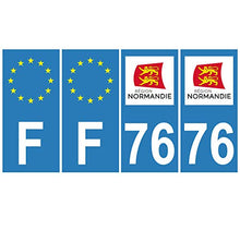 Supstick 4 Stickers Autocollants Plaques Immatriculation Auto Dept 76 Normandie Bleu Clair Angles Carrés