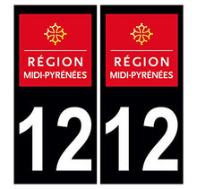 Supstick 2 Stickers Autocollants Plaques Immatriculation Auto Dept 12 Midi Pyrénées Noir Angles Carrés