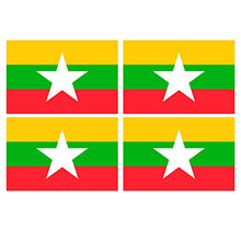 Supstick Lot de 4 Autocollants Stickers Drapeau de Pays Nation Birmanie Format 12x8cm