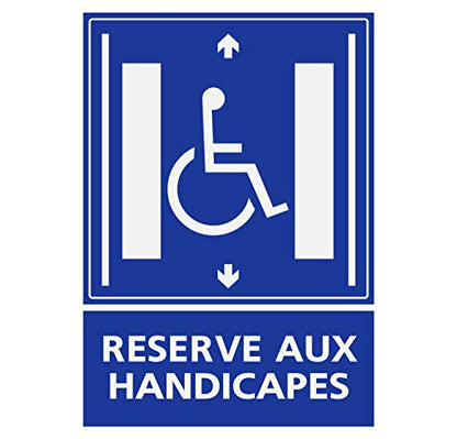 Panneau Rigide Handicapé - Personne à mobilité réduite Ascenseur réservé aux handicapés 9x12cm épaisseur 3mm