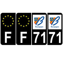 Supstick 4 Stickers Autocollants Plaques Immatriculation Auto Dept 71 Bourgogne Noir Angles Arrondis