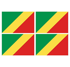 Supstick Lot de 4 Autocollants Stickers Drapeau de Pays Nation Congo-Brazzaville Format 6x4cm