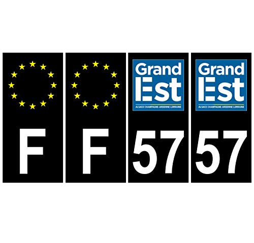 Supstick 4 Stickers Autocollants Plaques Immatriculation Auto Dept 57 Grand Est Noir Angles Carrés