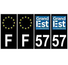 Supstick 4 Stickers Autocollants Plaques Immatriculation Auto Dept 57 Grand Est Noir Angles Carrés