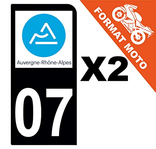 Supstick 2 Stickers Autocollants Plaques Immatriculation Moto Dept 07 Auvergne Rhône Alpes Noir 1 Angle Arrondi
