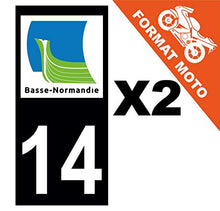 Supstick 2 Stickers Autocollants Plaques Immatriculation Moto Dept 14 Basse Normandie Noir Angles Carrés