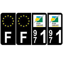 Supstick 4 Stickers Autocollants Plaques Immatriculation Auto Dept 971 Guadeloupe Noir Angles Arrondis