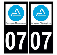 Supstick 2 Stickers Autocollants Plaques Immatriculation Auto Dept 07 Auvergne Rhône Alpes Noir Angles Carrés