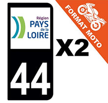 Supstick 2 Stickers Autocollants Plaques Immatriculation Moto Dept 44 Pays de la Loire Noir 2 Angles Arrondis