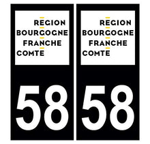 Supstick 2 Stickers Autocollants Plaques Immatriculation Auto Dept 58 Bourgogne Franche Comté Noir Angles Carrés