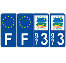 Supstick 4 Stickers Autocollants Plaques Immatriculation Auto Dept 973 Guyane Bleu Foncé Angles Arrondis