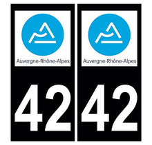 Supstick 2 Stickers Autocollants Plaques Immatriculation Auto Dept 42 Auvergne Rhône Alpes Noir Angles Carrés