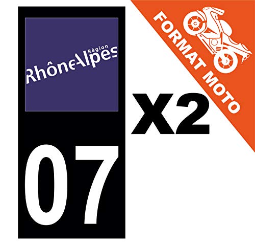 Supstick 2 Stickers Autocollants Plaques Immatriculation Moto Dept 07 Rhône Alpes Noir Angles Carrés