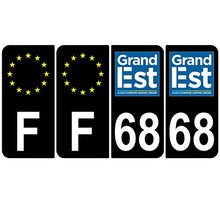 Supstick 4 Stickers Autocollants Plaques Immatriculation Auto Dept 68 Grand est Noir Angles Arrondis