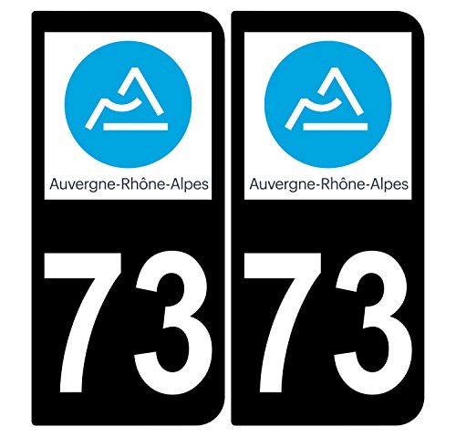 Supstick 2 Stickers Autocollants Plaques Immatriculation Auto Dept 73 Auvergne Rhône Alpes Noir Angles Arrondis