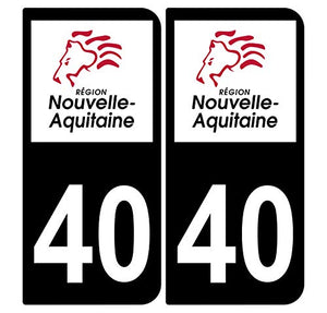 Supstick 2 Stickers Autocollants Plaques Immatriculation Auto Dept 40 Nouvelle Aquitaine Noir Angles Arrondis