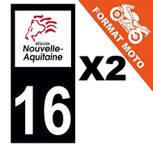 Supstick 2 Stickers Autocollants Plaques Immatriculation Moto Dept 16 Nouvelle Aquitaine Noir Angles Carrés