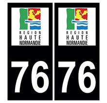 Supstick 2 Stickers Autocollants Plaques Immatriculation Auto Dept 76 Haute Normandie Noir Angles Carrés