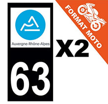 Supstick 2 Stickers Autocollants Plaques Immatriculation Moto Dept 63 Auvergne Rhône Alpes Noir Angles Carrés