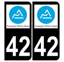 Supstick 2 Stickers Autocollants Plaques Immatriculation Auto Dept 42 Auvergne Rhône Alpes Noir Angles Arrondis