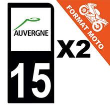 Supstick 2 Stickers Autocollants Plaques Immatriculation Moto Dept 15 Auvergne Noir 1 Angle Arrondi