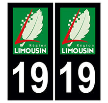 Supstick 2 Stickers Autocollants Plaques Immatriculation Auto Dept 19 Limousin Noir Angles Carrés