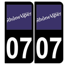 Supstick 2 Stickers Autocollants Plaques Immatriculation Auto Dept 07 Rhône Alpes Noir Angles Arrondis