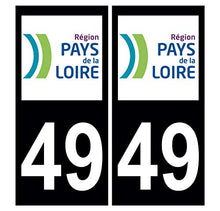 Supstick 2 Stickers Autocollants Plaques Immatriculation Auto Dept 49 Pays de la Loire Noir Angles Carrés