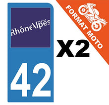 Supstick 2 Stickers Autocollants Plaques Immatriculation Moto Dept 42 Rhône Alpes Bleu Clair 1 Angle Arrondi