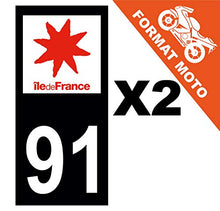 Supstick 2 Stickers Autocollants Plaques Immatriculation Moto Dept 91 Ile de France Noir Angles Carrés