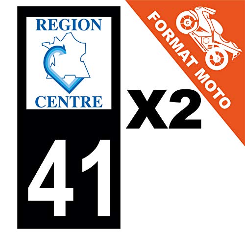 Supstick 2 Stickers Autocollants Plaques Immatriculation Moto Dept 41 Centre Noir Angles Carrés