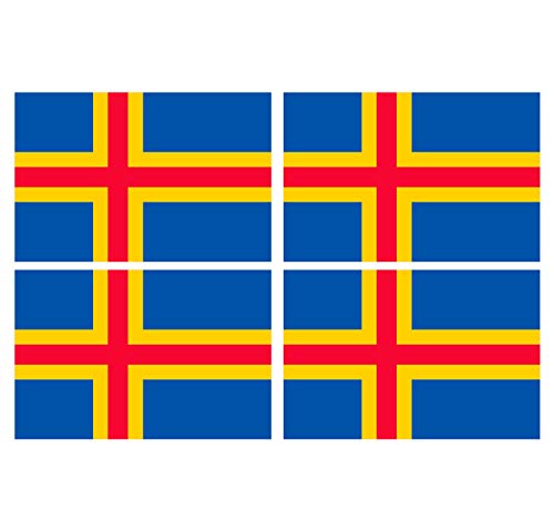 Supstick Lot de 4 Autocollants Stickers Drapeau de Pays Nation ile-Aland Format 12x8cm