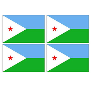 Supstick Lot de 4 Autocollants Stickers Drapeau de Pays Nation Djibouti Format 12x8cm