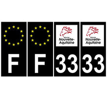 Supstick 4 Stickers Autocollants Plaques Immatriculation Auto Dept 33 Nouvelle Aquitaine Noir Angles Carrés