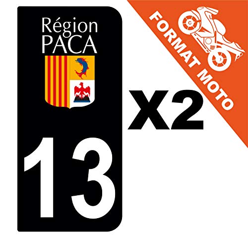 Supstick 2 Stickers Autocollants Plaques Immatriculation Moto Dept 13 Paca Noir 2 Angles Arrondis