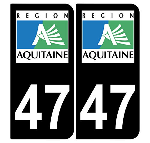 Supstick 2 Stickers Autocollants Plaques Immatriculation Auto Dept 47 Aquitaine Noir Angles Arrondis