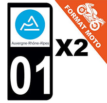 Supstick 2 Stickers Autocollants Plaques Immatriculation Moto Dept 01 Auvergne Rhône Alpes Noir 2 Angles Arrondis