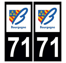 Supstick 2 Stickers Autocollants Plaques Immatriculation Auto Dept 71 Bourgogne Noir Angles Carrés