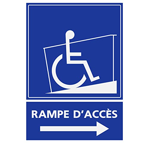 Supstick Autocollants Stickers Handicapé - Personne à mobilité réduite Rampe d’accès flèche Droite 7,5x10cm