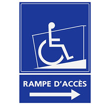 Supstick Autocollants Stickers Handicapé - Personne à mobilité réduite Rampe d’accès flèche Droite 9x12cm