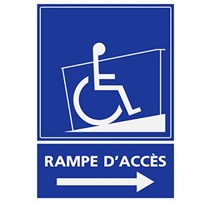 Supstick Autocollants Stickers Handicapé - Personne à mobilité réduite Rampe d’accès flèche Droite 9x12cm