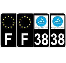 Supstick 4 Stickers Autocollants Plaques Immatriculation Auto Dept 38 Auvergne Rhône Alpes Noir Angles Arrondis
