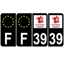 Supstick 4 Stickers Autocollants Plaques Immatriculation Auto Dept 39 Franche Comté Noir Angles Arrondis