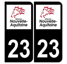 Supstick 2 Stickers Autocollants Plaques Immatriculation Auto Dept 23 Nouvelle Aquitaine Noir Angles Arrondis
