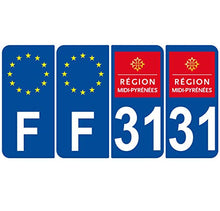 Supstick 4 Stickers Autocollants Plaques Immatriculation Auto Dept 31 Midi Pyrénées Bleu Foncé Angles Arrondis
