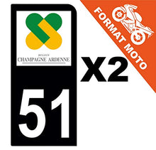 Supstick 2 Stickers Autocollants Plaques Immatriculation Moto Dept 51 Champagne Ardenne Noir 1 Angle Arrondi